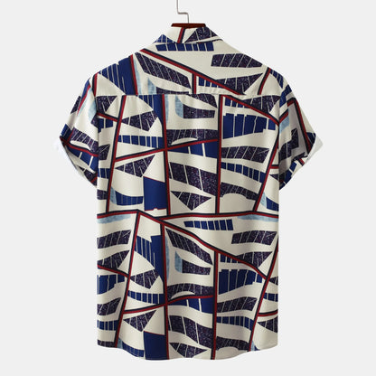 Men's Geometric Print Short Sleeve Casual Shirt | DCDesigns