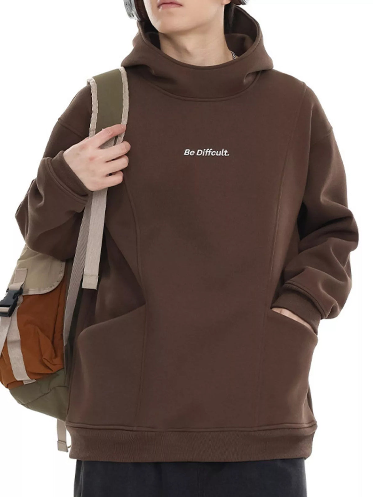 Men's Plus Size Letter Long Sleeve Hoodie - DCDesigns mens casual hoodie product view