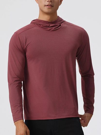Men's Solid Color Long Sleeve Hoodie - DCDesigns mens casual hoodie product view