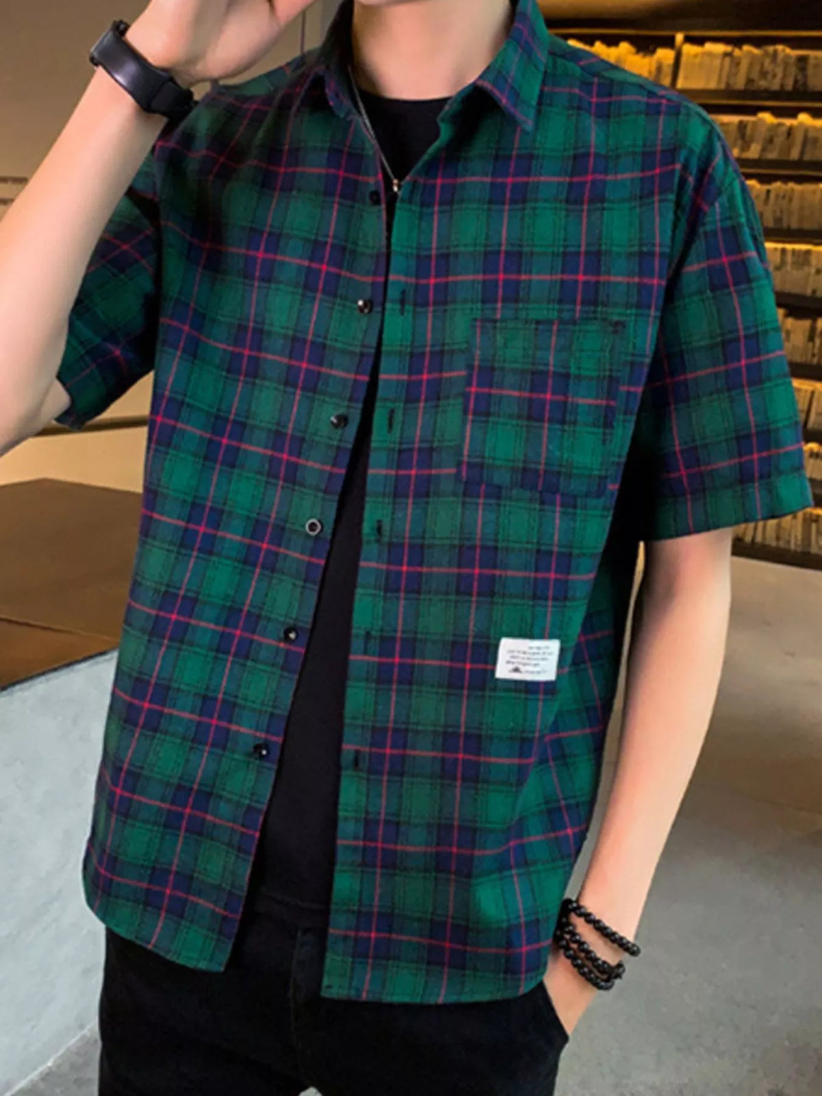 Men's Casual Plaid Short Sleeve Shirt | DCDesigns