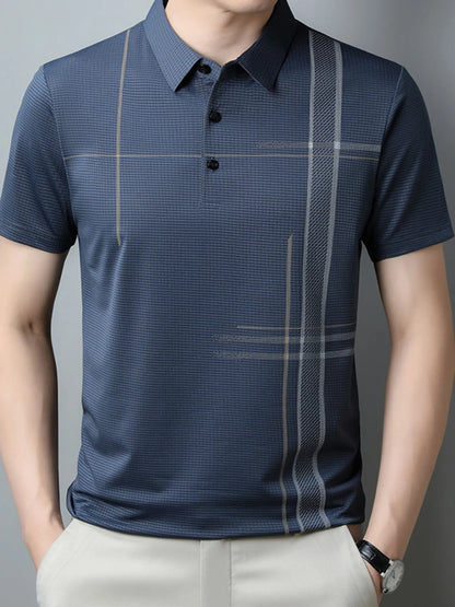Men's Short Sleeve Business Casual Polo Shirt - Navy