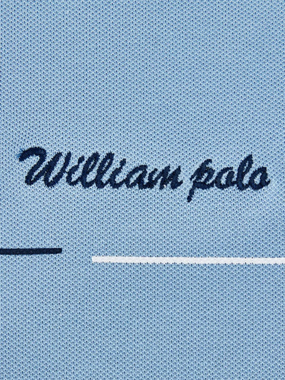 Men's Short Sleeve Collared Neck Striped Polo Shirt - Light Blue