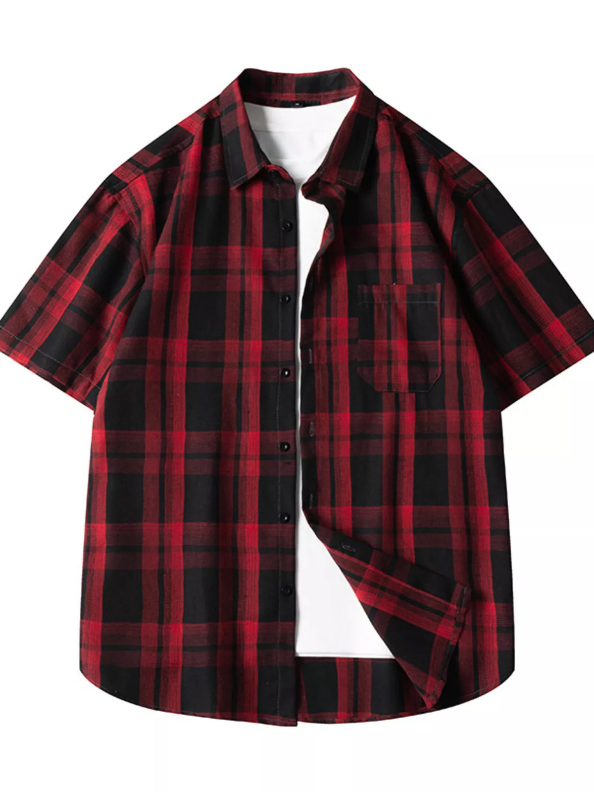 Men's Plaid Loose Fit Short Sleeve Shirt | DCDesigns