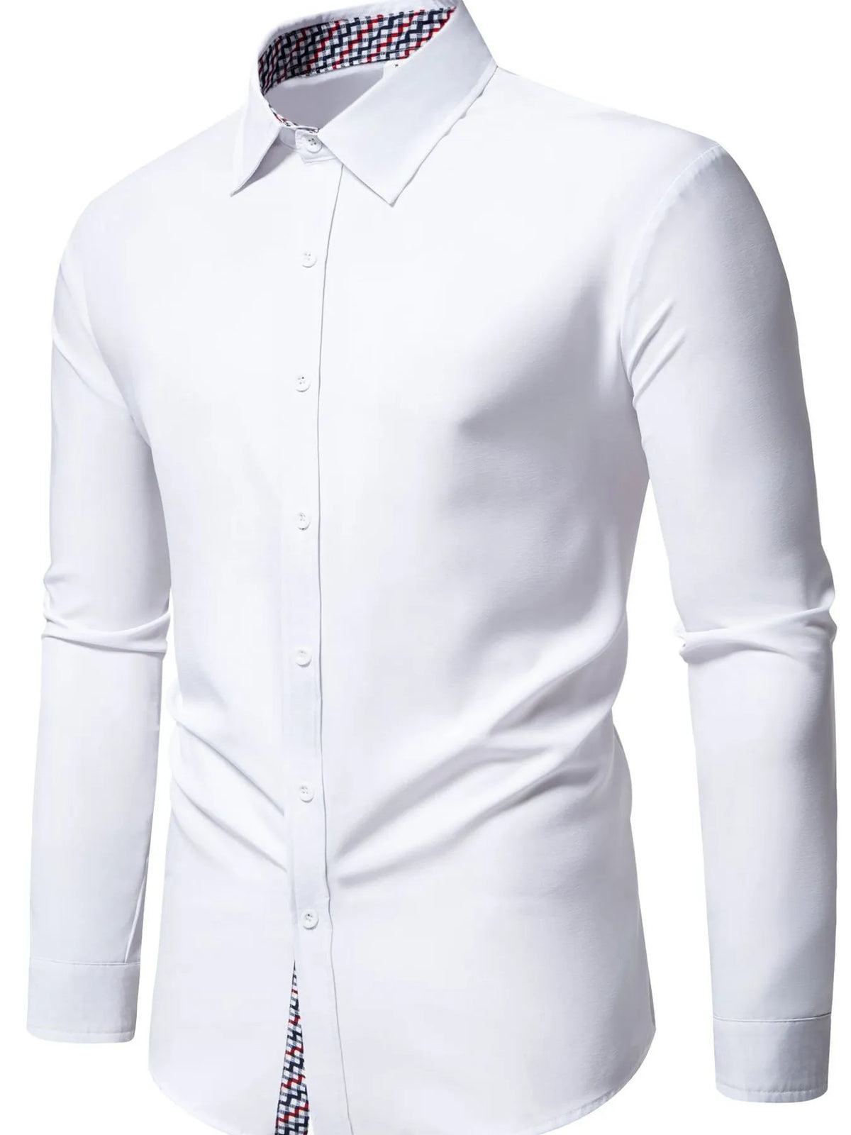 Men's Button-Down Shirt with Checkered Contrast Trim | DCDesigns