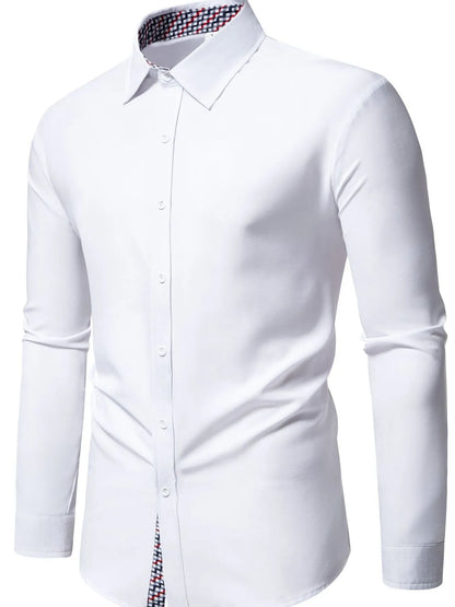 Men's Button-Down Shirt with Checkered Contrast Trim | DCDesigns
