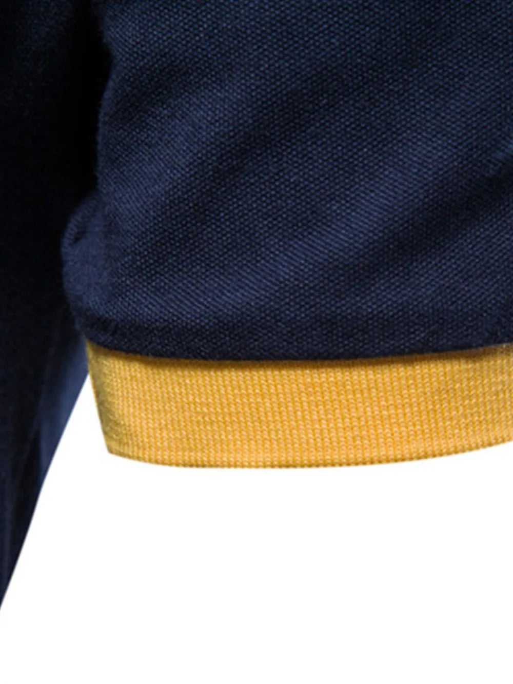 Men's Embroidered Collared Neck Striped Contrast Polo Shirt - Navy