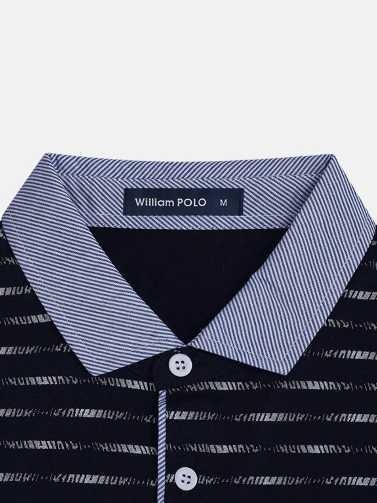 Men's Classic Striped Polo Shirt with Contrast Collar - Navy