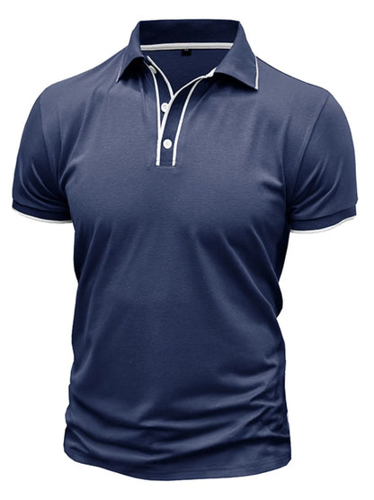 Men's Slim Fit Polo Shirt with Contrast Trim - Navy