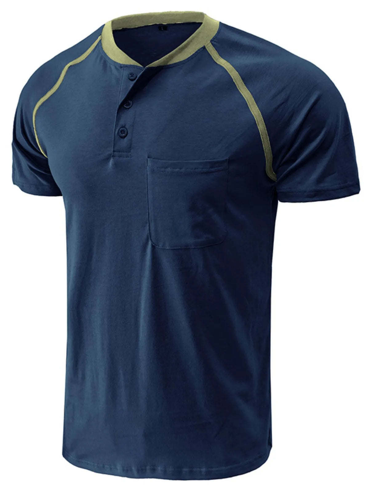 Men's Contrast Stitch Polo Shirt with Chest Pocket - Peacock  Blue
