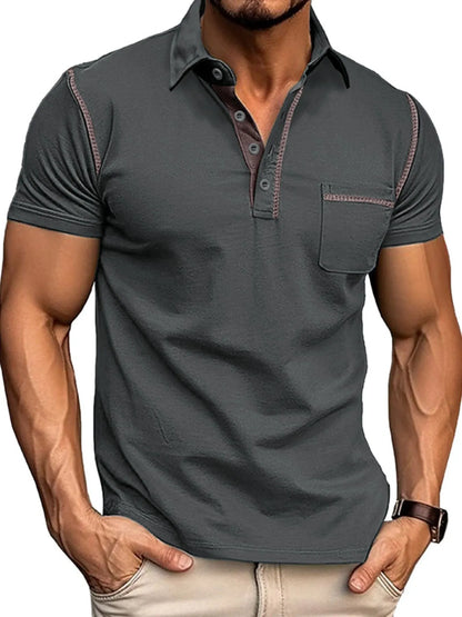 Men's Classic Polo Shirt with Contrast Stitching - White