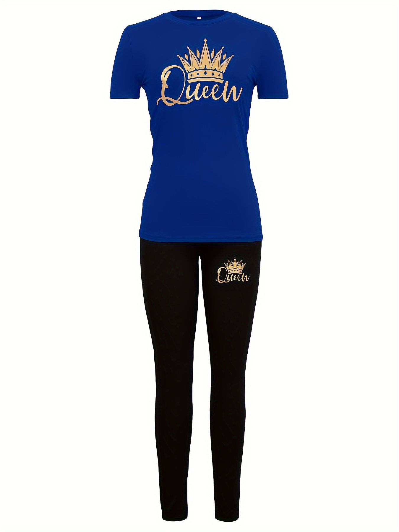 Two-Piece Crown “Queen” Print Set for Women