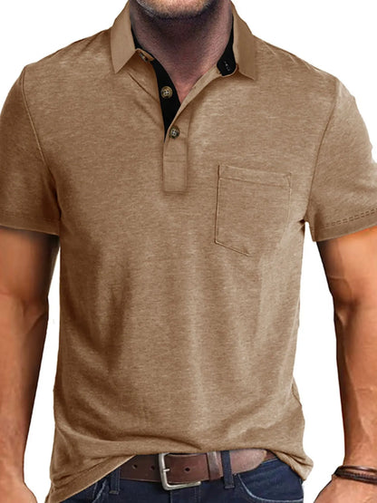 Men's Classic Heathered Pocket Polo Shirt - Khaki