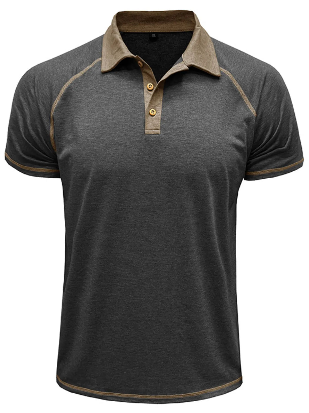 Men's Contrast Collar Short Sleeve Polo Shirt - Dark Gray