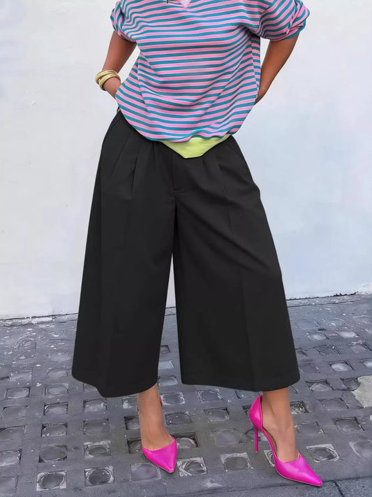 Wide-Leg Cropped Pants - DCDesigns women’s fashion