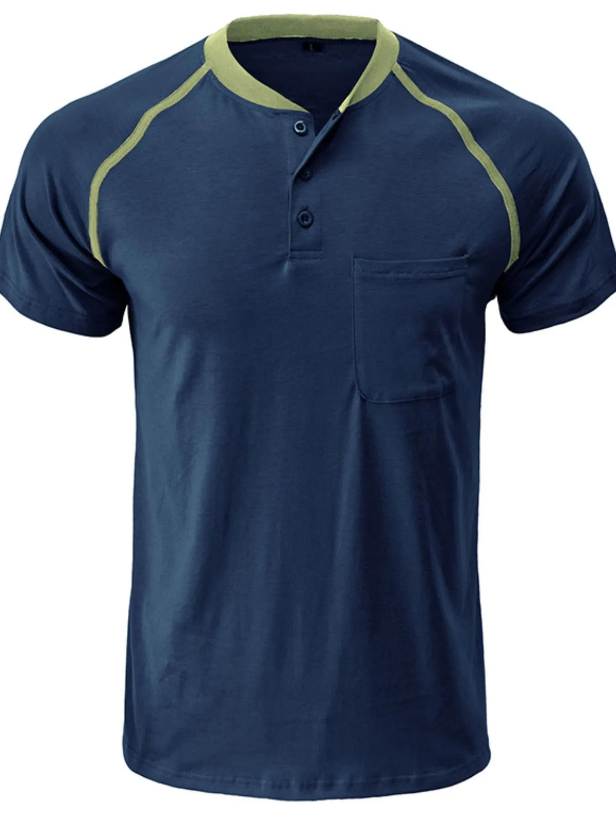 Men's Contrast Stitch Polo Shirt with Chest Pocket - Peacock  Blue