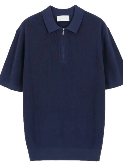 Men's Zip Collar Short Sleeve Polo Shirt - White