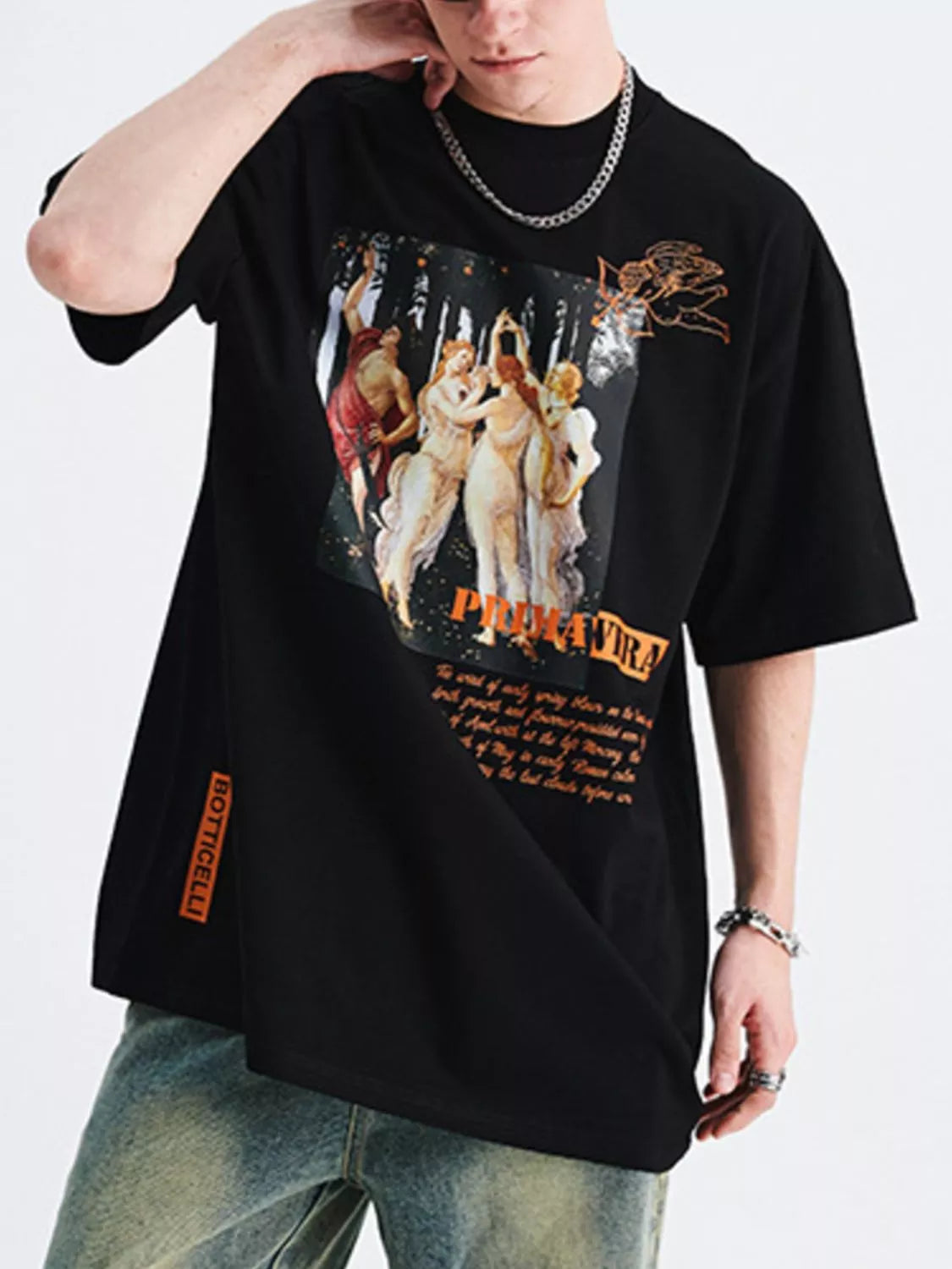 Men's oversized Men's Graphic Round Neck T-Shirt – men's bold Y2K streetwear graphic tee, product image 3
