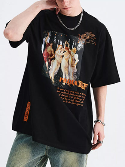 Men's oversized Men's Graphic Round Neck T-Shirt – men's bold Y2K streetwear graphic tee, product image 3