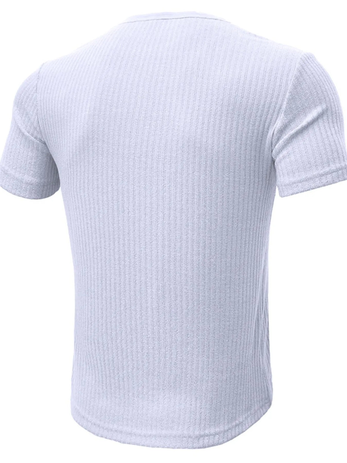 Men's Slim Fit Ribbed Henley Polo Shirt - White