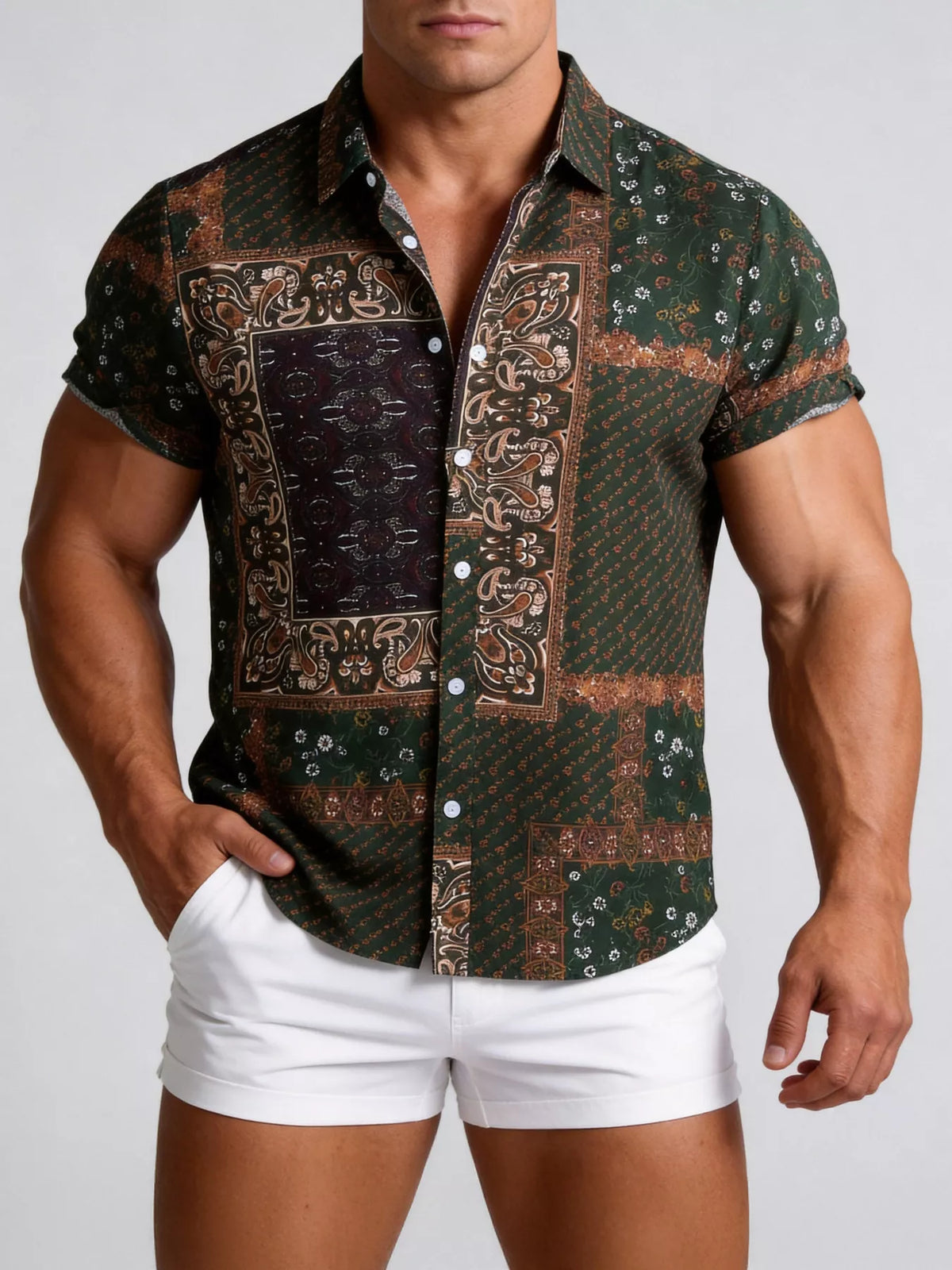 Men's Printed Button-Up Shirt | DCDesigns