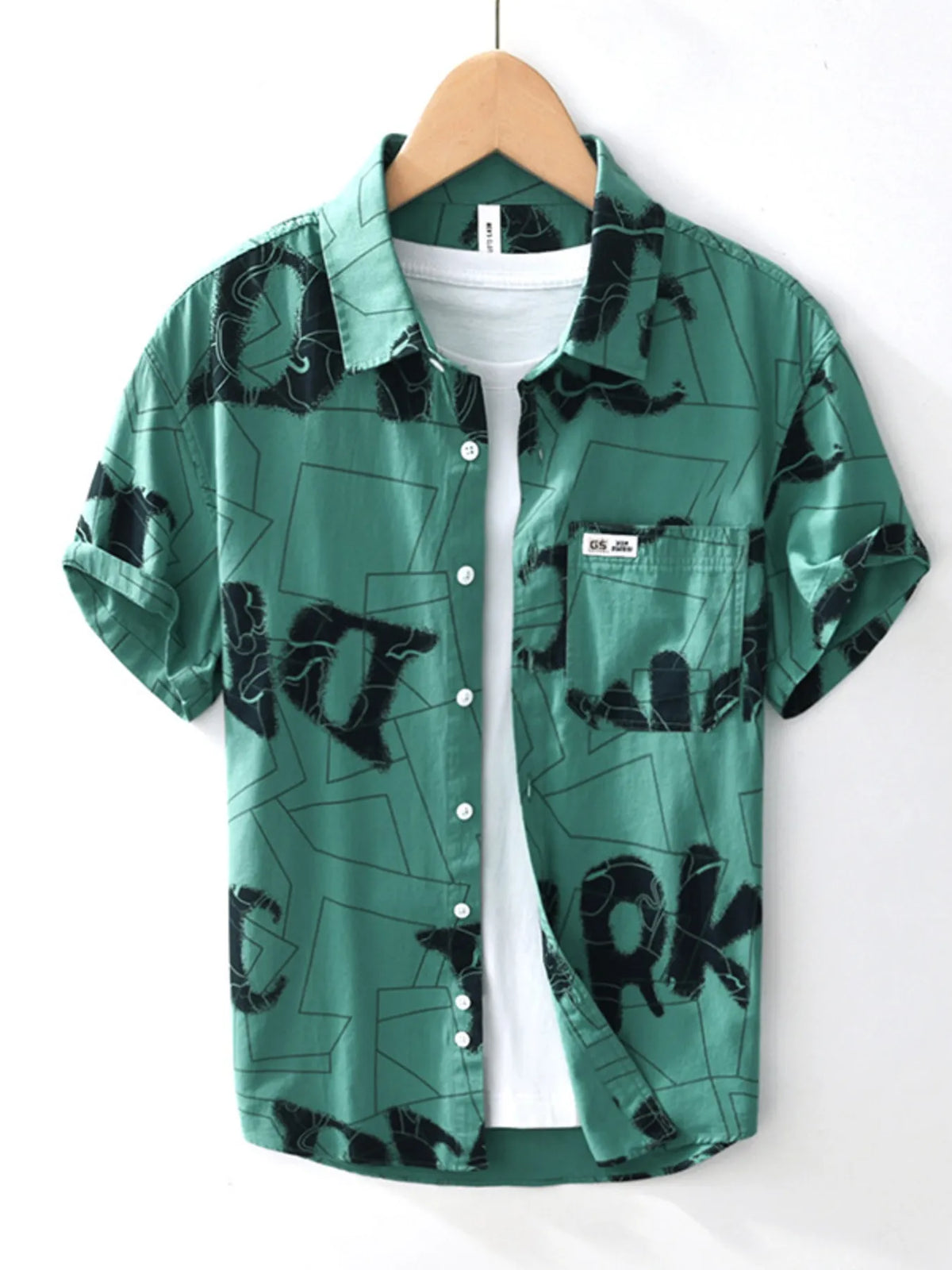 Men's Printed Button-Up Short Sleeve Shirt | DCDesigns