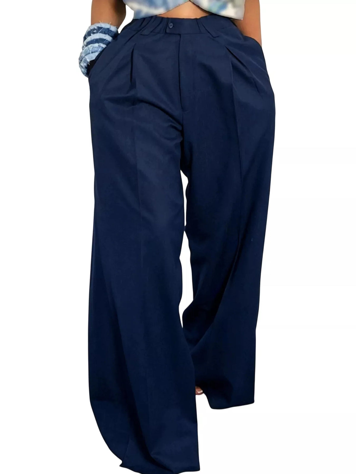 Wide-Leg Pleated Pants - DCDesigns women’s fashion
