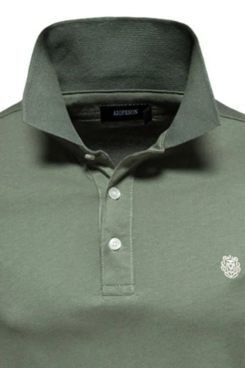 Men's Embroidered Collared Short Sleeve Polo Shirt - Moss