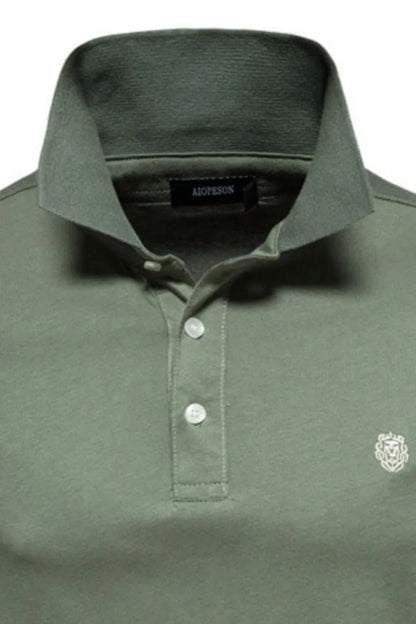 Men's Embroidered Collared Short Sleeve Polo Shirt - Moss