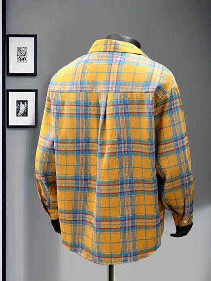Men's Casual Plaid Long Sleeve Shirt | DCDesigns