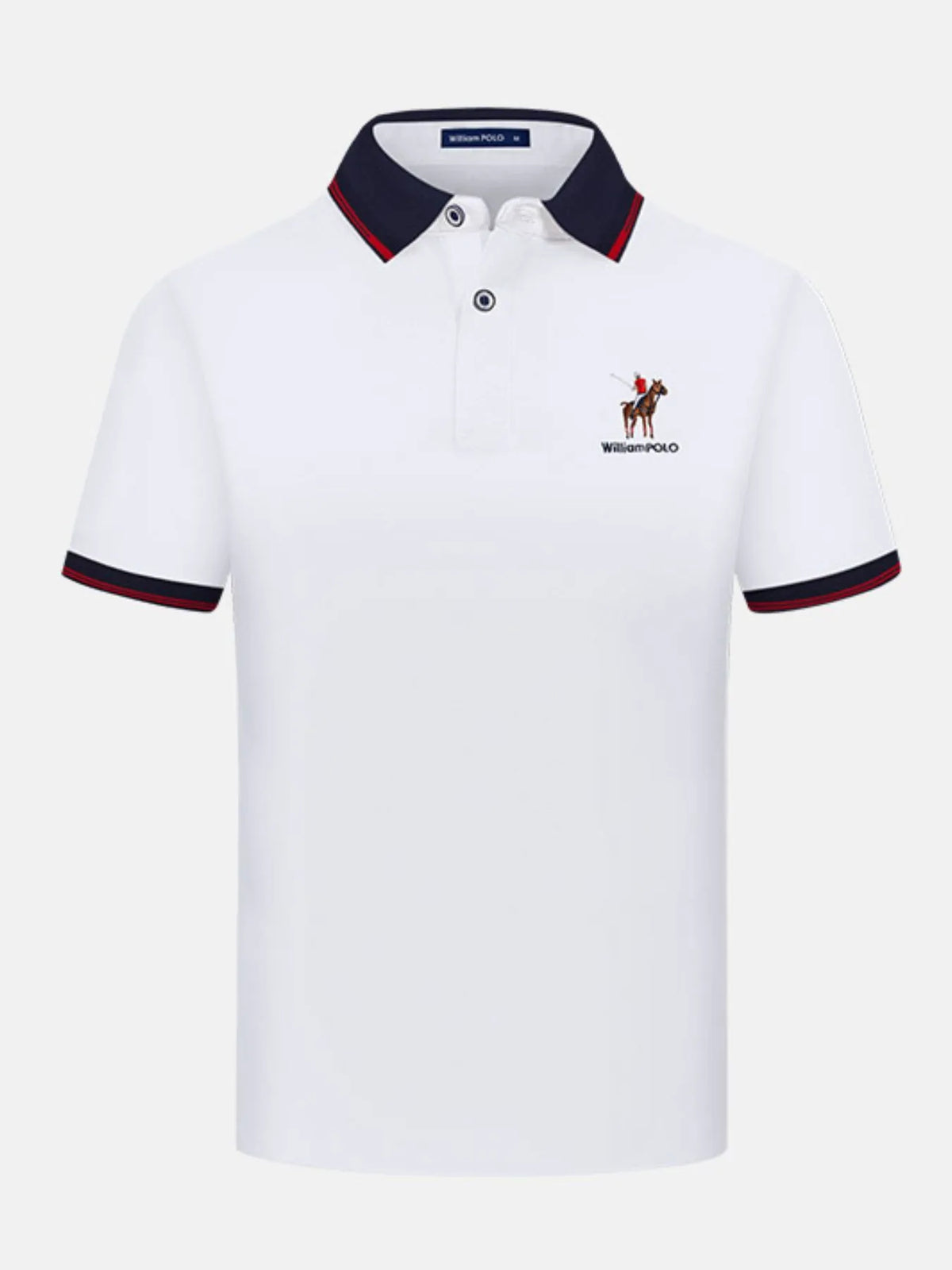 Men's Embroidered Short Sleeve Polo Shirt - White