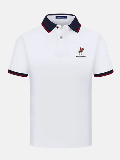 Men's Embroidered Short Sleeve Polo Shirt - White