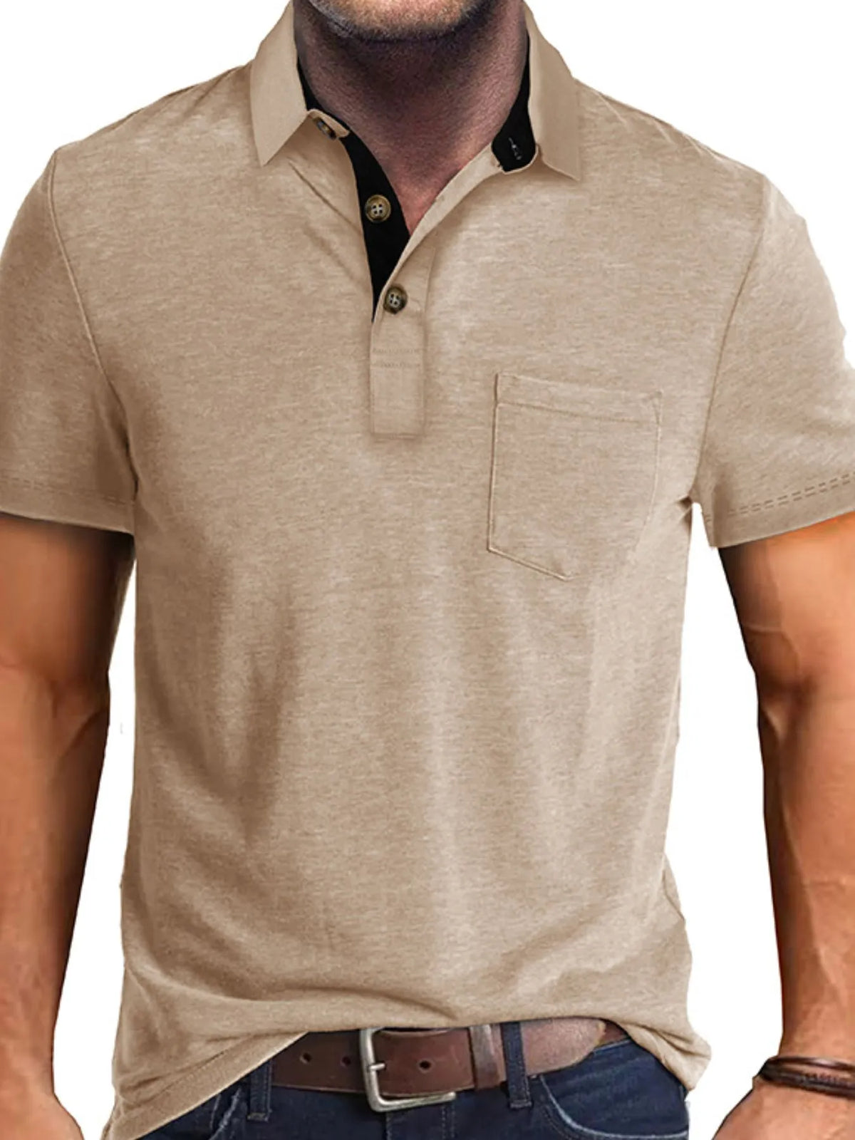 Men's Classic Heathered Pocket Polo Shirt - White