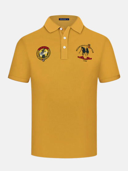 Men's Short Sleeve Embroidered Polo Shirt - White
