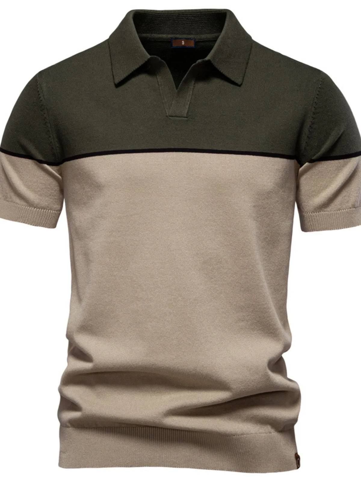 Men's Color Block Short Sleeve Knit Polo Shirt - Navy