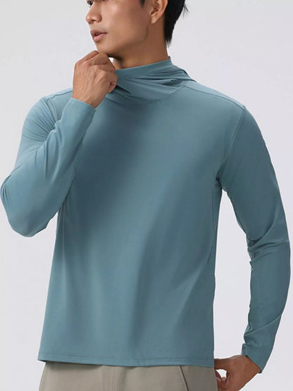 Men's Solid Color Long Sleeve Hoodie - DCDesigns mens casual hoodie product view
