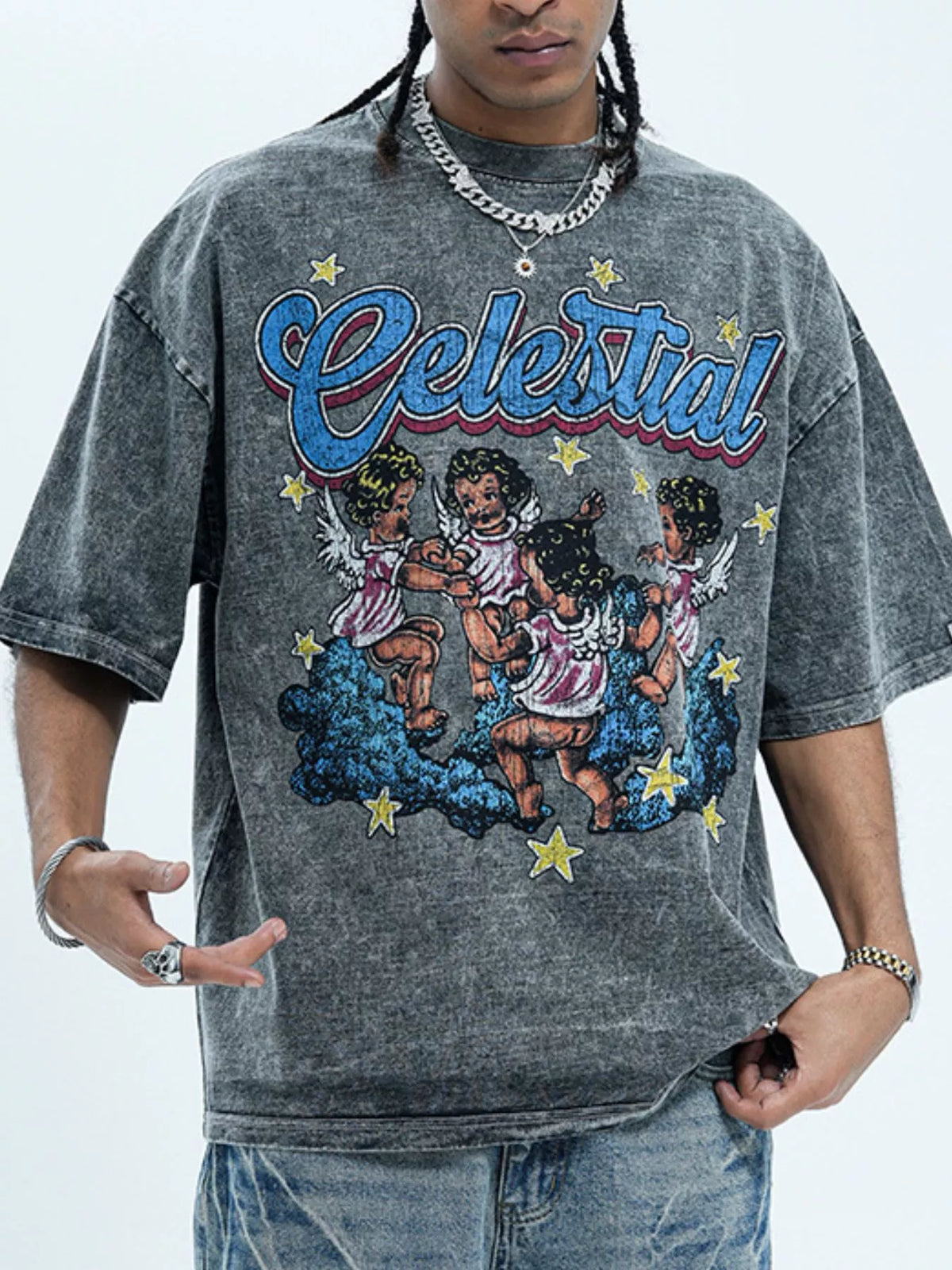 Men's oversized Men's Graphic Round Neck Half Sleeve T-Shirt – men's bold Y2K streetwear graphic tee, product image 1