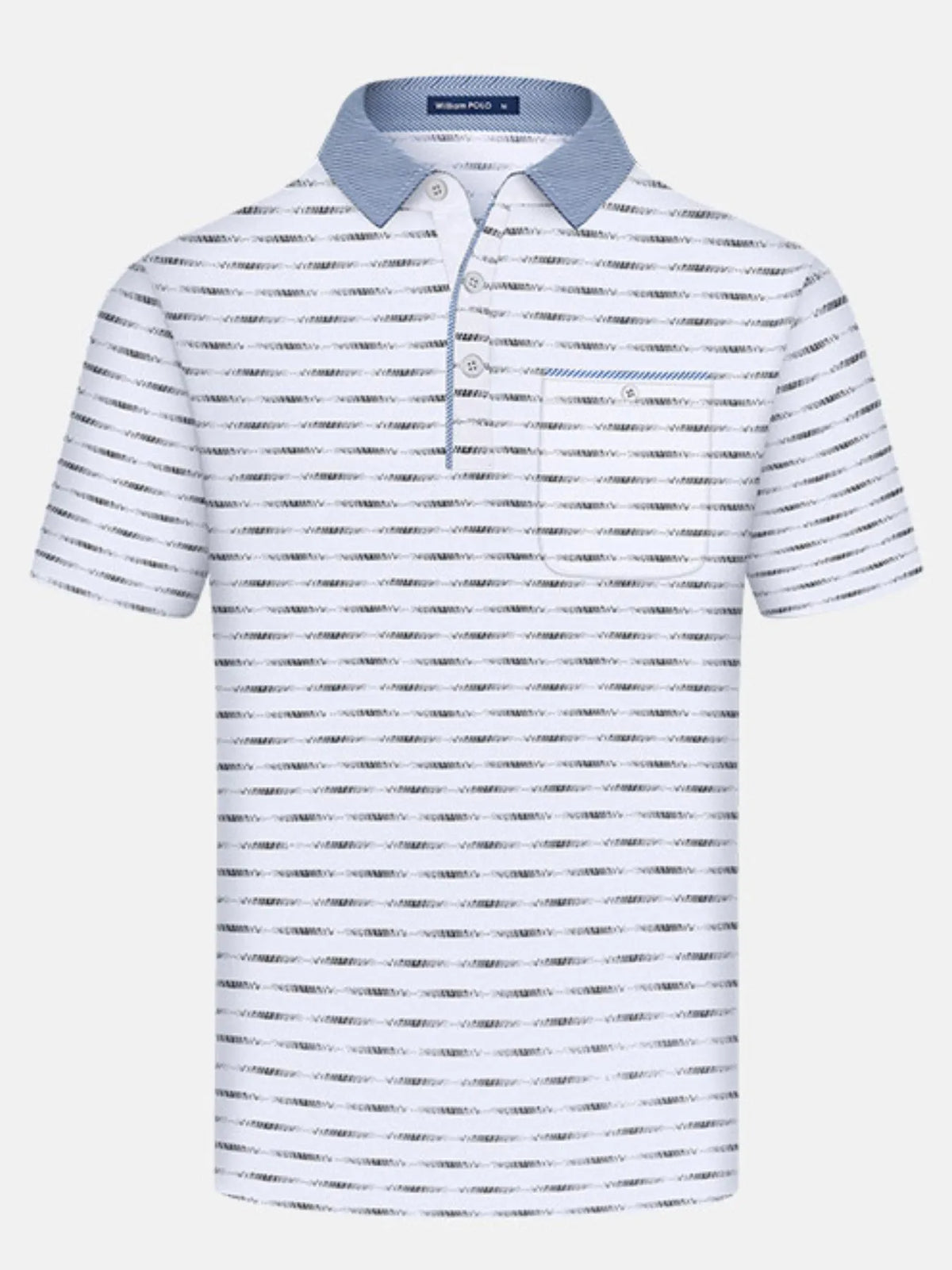 Men's Classic Striped Polo Shirt with Contrast Collar - Navy
