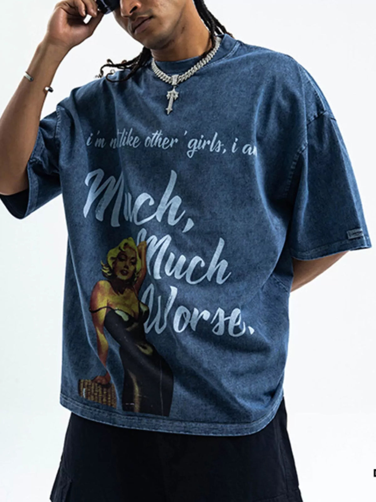 Men's oversized Men's Graphic Round Neck Half Sleeve T-Shirt – men's bold Y2K streetwear graphic tee, product image 5