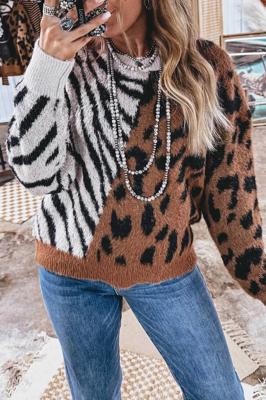 Western Leopard & Zebra Print Sweater | DCDesigns