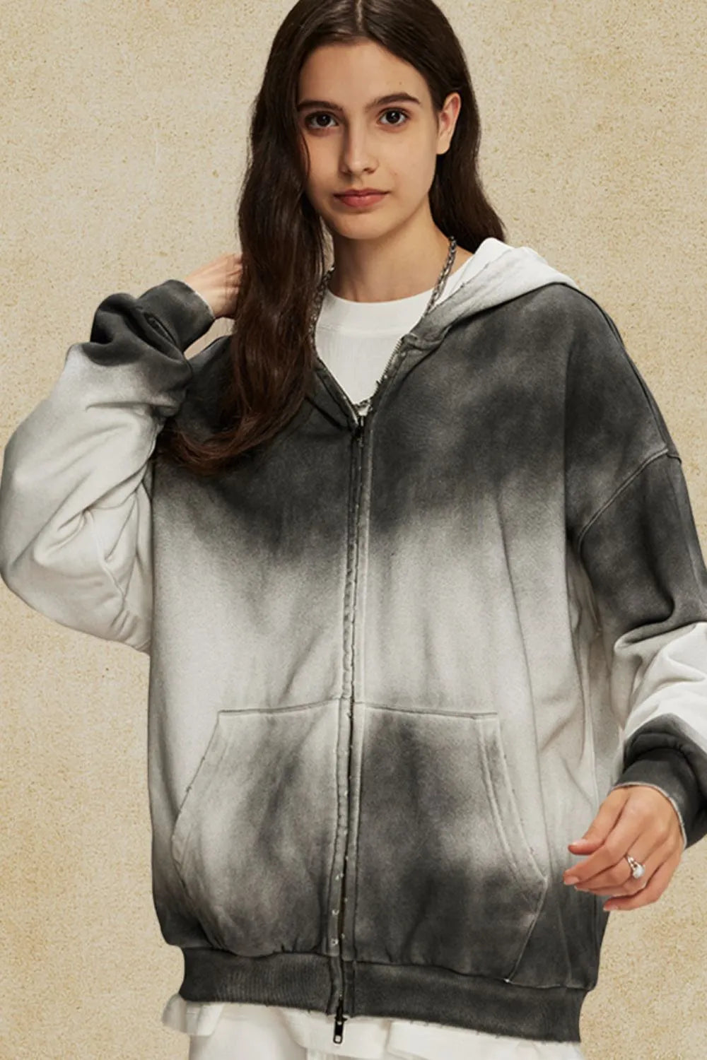 Men's Gradient Zip Up Hoodie - DCDesigns mens casual hoodie product view