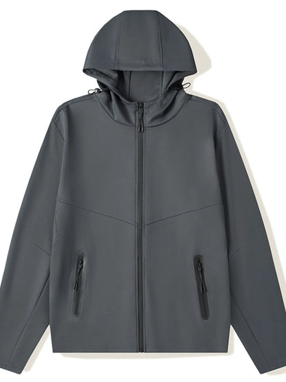 Men's Plus Size Zip Up Long Sleeve Hoodie - DCDesigns mens casual hoodie product view
