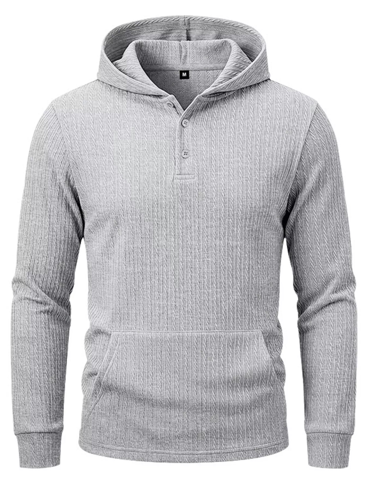 Men's Full Size Casual Kangaroo Pocket Knit Hoodie Plus Size - DCDesigns mens casual hoodie product view