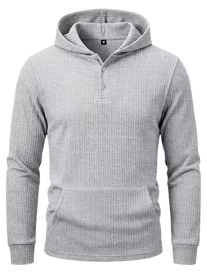 Men's Full Size Casual Kangaroo Pocket Knit Hoodie Plus Size - DCDesigns mens casual hoodie product view