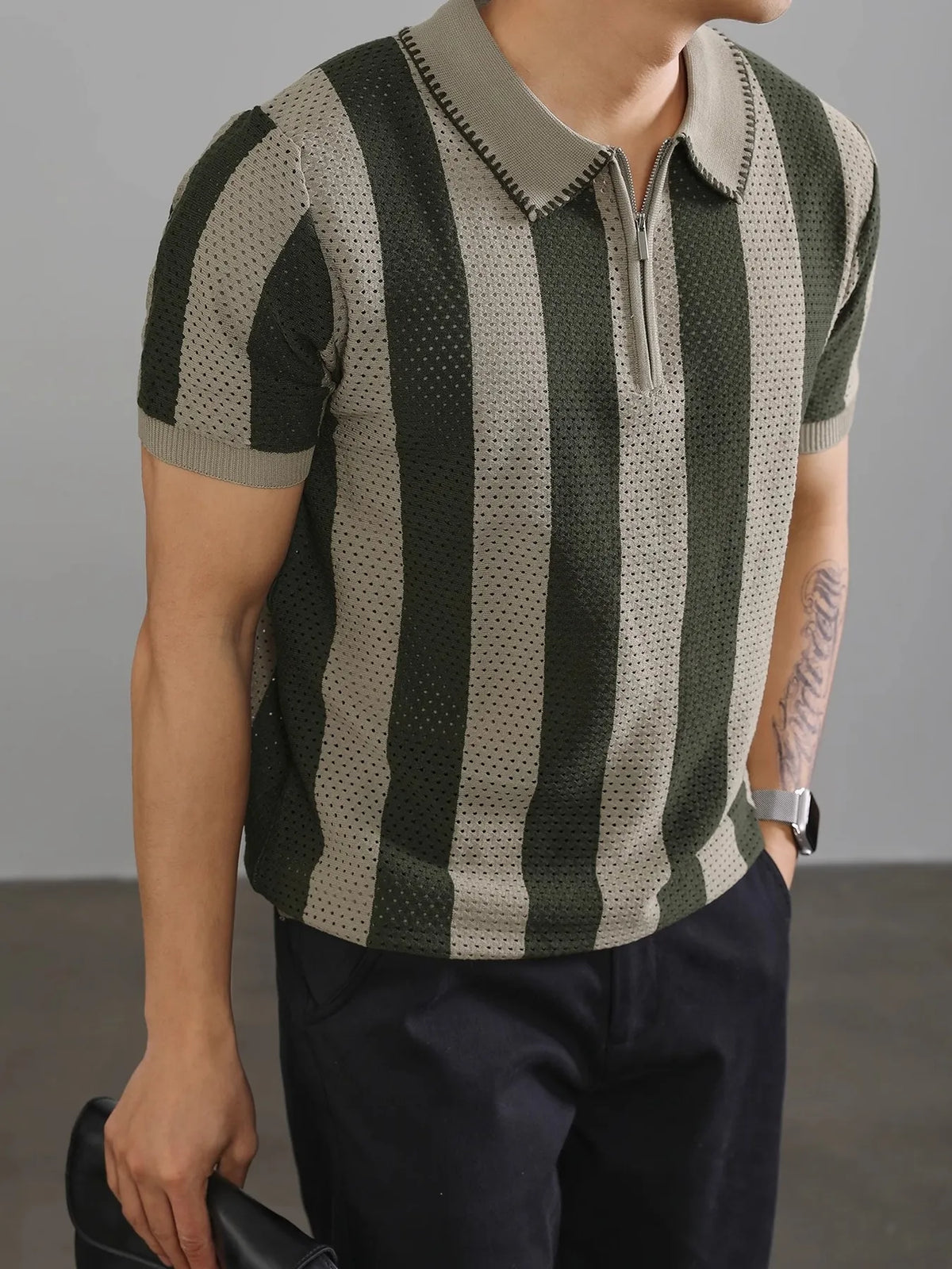 Men's Two-Tone Short Sleeve Polo Shirt - Royal Blue