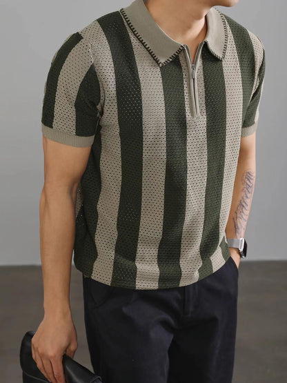 Men's Two-Tone Short Sleeve Polo Shirt - Royal Blue