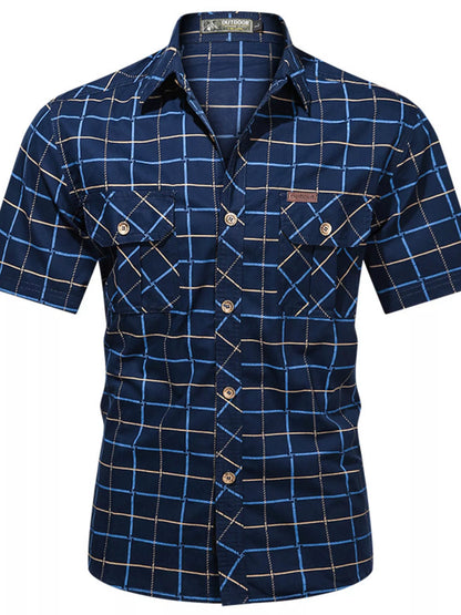 Men's Casual Plaid Short Sleeve Shirt | DCDesigns