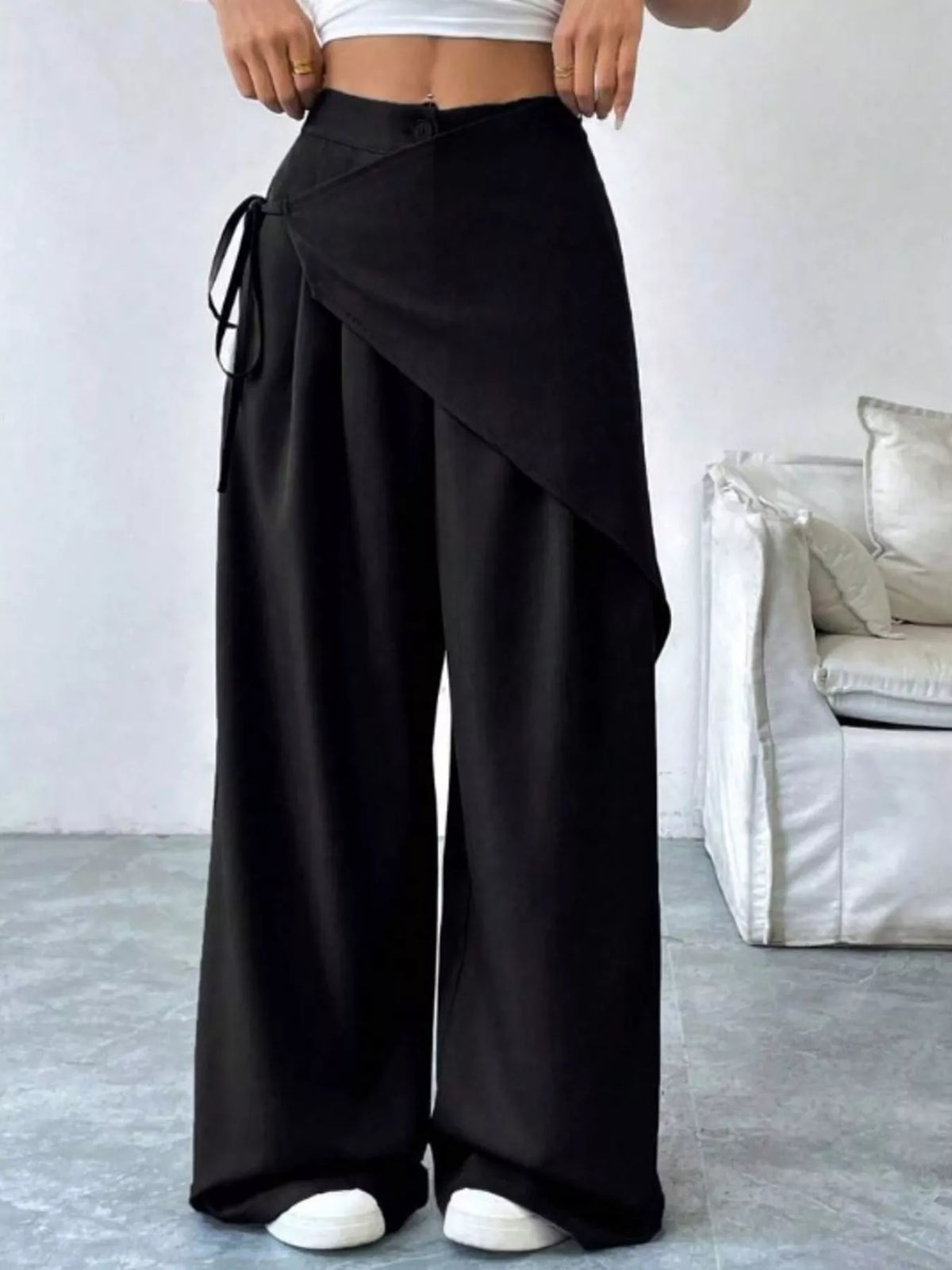 Wrap-Front Wide-Leg Pants - DCDesigns women’s fashion