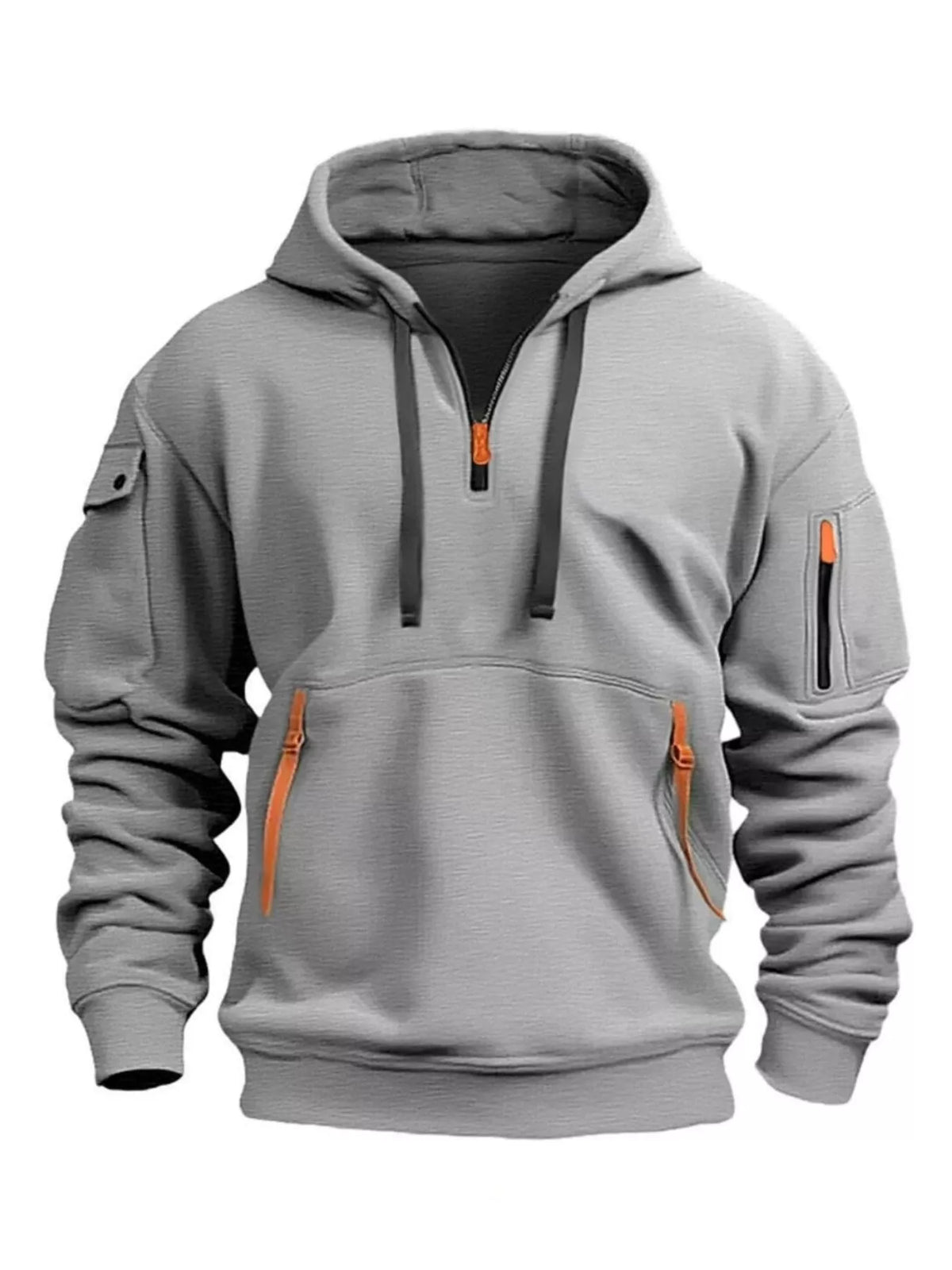 Men's Full Size Drawstring Half-Zip Pocket Hoodie Plus Size - DCDesigns mens casual hoodie product view