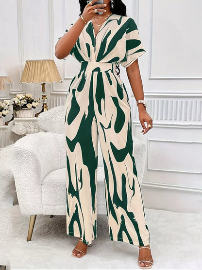 Abstract Print Wide-Leg Jumpsuit | DCDesigns Women's Jumpsuits