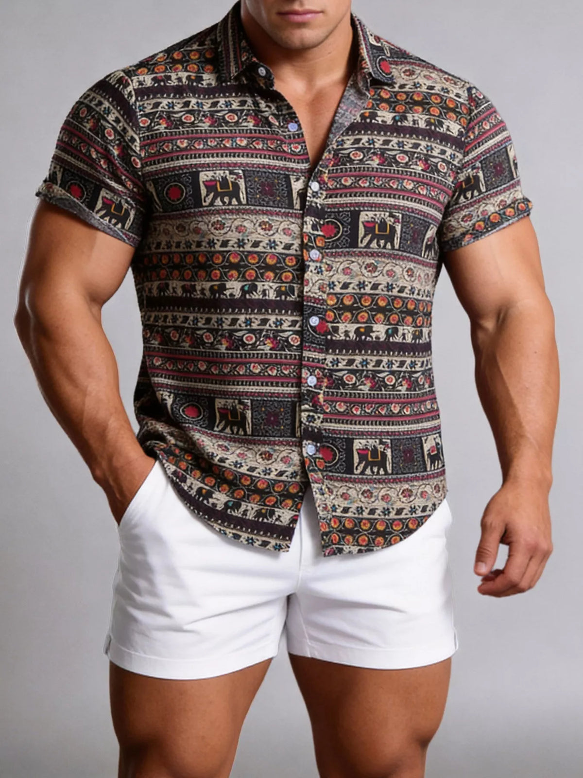 Men's Printed Button-Up Shirt | DCDesigns